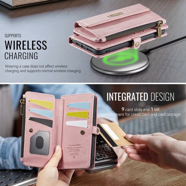 CASEME iPhone XS/X Konstläder Plånboksfodral med RFID-Skydd - Rosa