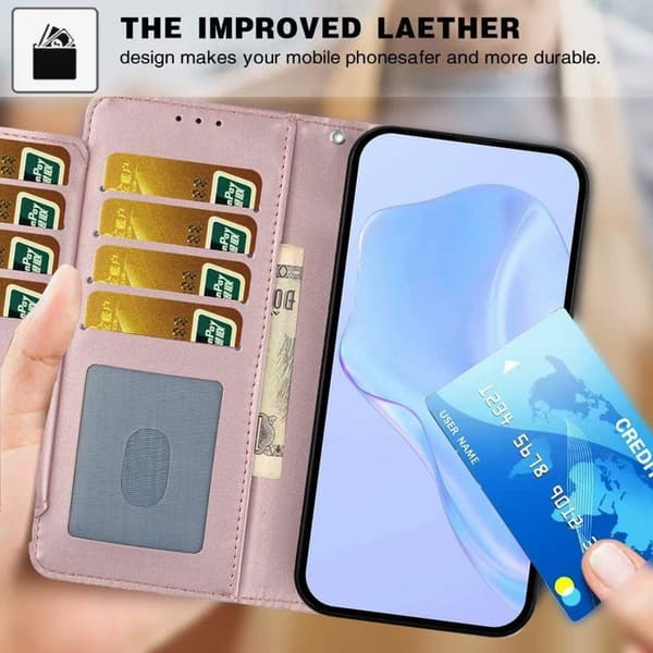 Samsung Galaxy S26 Edge Plånboksfodral Konstläder Ställ - Roséguld