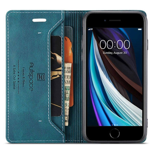 AUTSPACE A01 iPhone 6/7/8/SE (2020) Plånboksfodral Konstläder - Blå