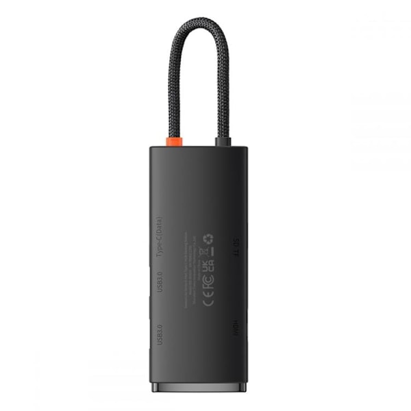 Baseus Lite Series 6-Port HUB Adapter USB-C - Svart Svart