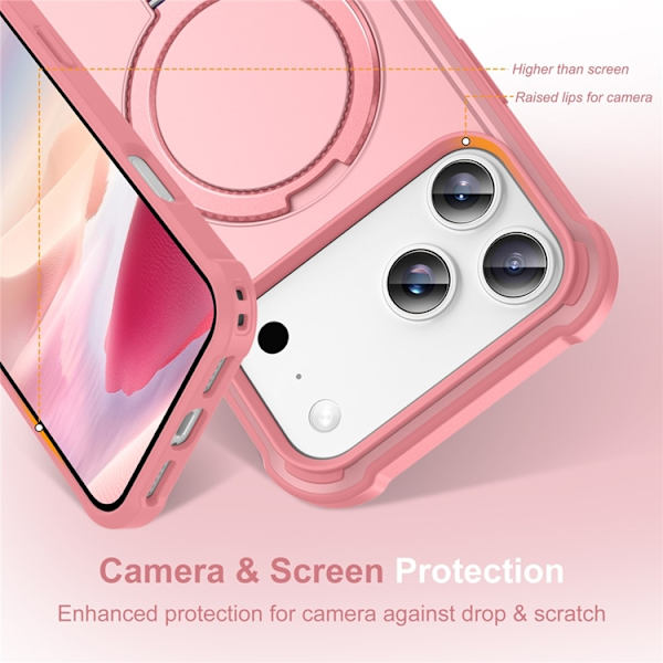 Mobilskal till iPhone 17 Pro Max MagSafe Kickstand Shockproof - Rosa Rosa