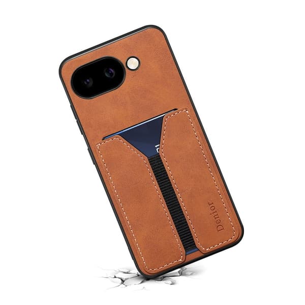 DENIOR Google Pixel 9a Fodral Elastisk Kortficka KonstLäder Brun