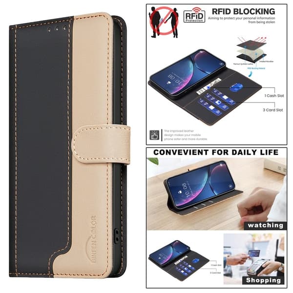BINFEN Samsung Galaxy S26 Pro Plånboksfodral Konstläder RFID Skydd - Svart