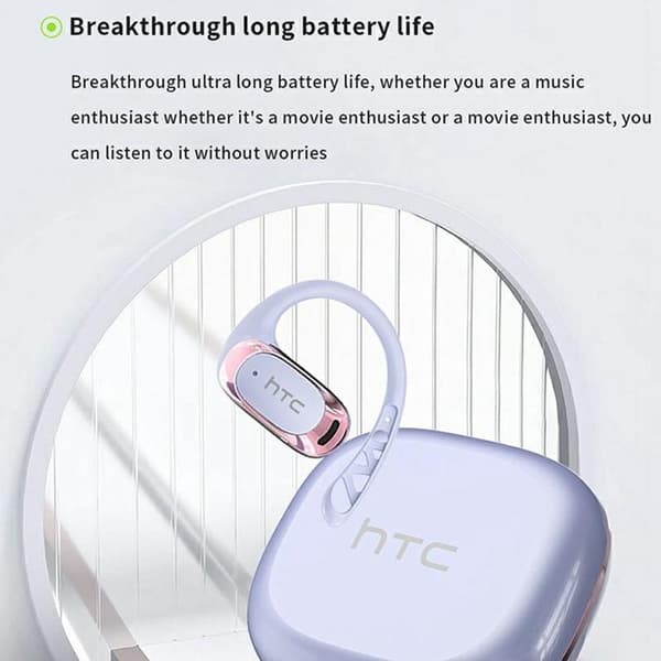 HTC Open-Ear Trådlösa Hörlurar Bluetooth 6.0 IPX5 NE28 - Lila Lila