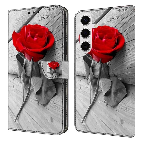 Samsung Galaxy S26 Plånboksfodral Magnetisk Stängning 3D Mönster Konstläder Rosé