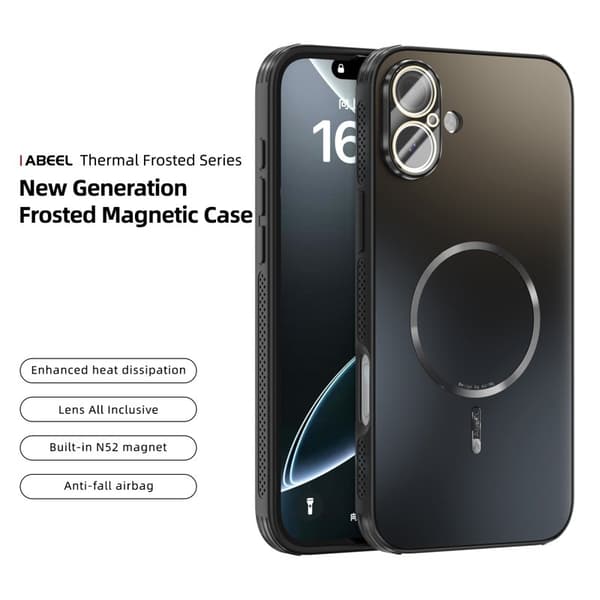 ABEEL Mobilskal till iPhone 16 Magnetiskt TPU PC Kylande Svart