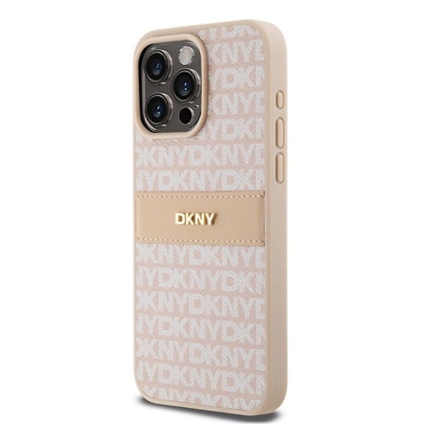 DKNY iPhone 15 Pro Mobilskal Läder Mono Stripe & Metal Logo