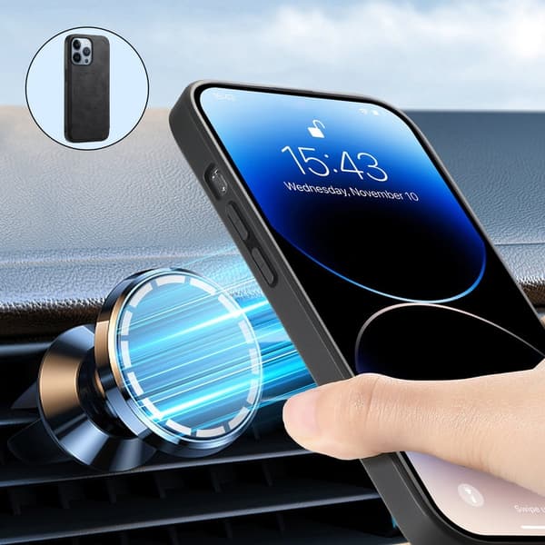 DENIOR A11 Mobilskal till iPhone 13 Pro Max Läder + PC + TPU Svart
