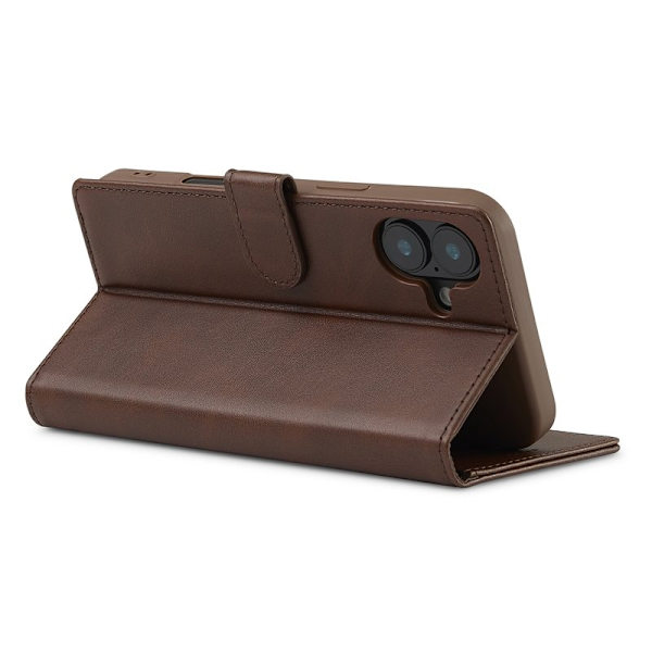 LC.IMEEKE iPhone 16 Plus Plånboksfodral Konstläder - Brun