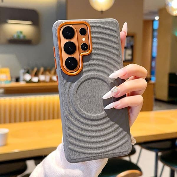 Mobilskal för Samsung Galaxy S26 Plus Magnetiskt Konstläder - Grå
