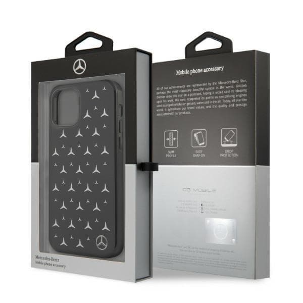 Mercedes Silver Stars Pattern Skal iPhone 12 Pro Max - Svart Svart