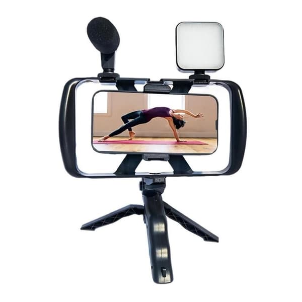 Selfiestick med Stativ för Livesändning med LED-blixt och Mikrofon