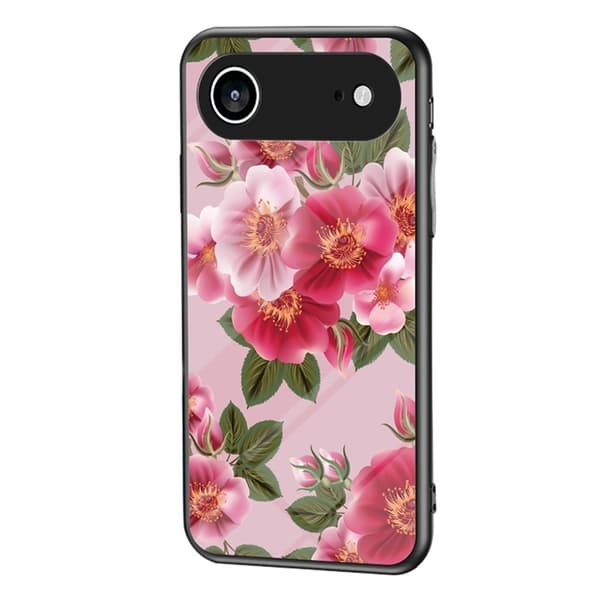 Mobilskal till iPhone Air Floral Pattern TPU + Härdat Glas - Rosa Rosa