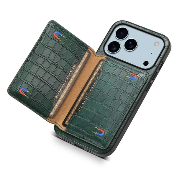 Mobilskal till iPhone 17 Pro Korthållare Crocodile - Grön Grön