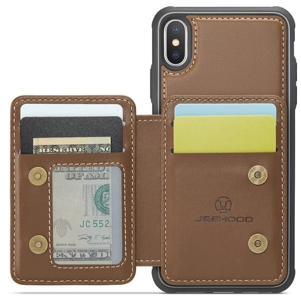 JEEHOOD J05 Mobilskal till iPhone XS Max Läder MobilBrun
