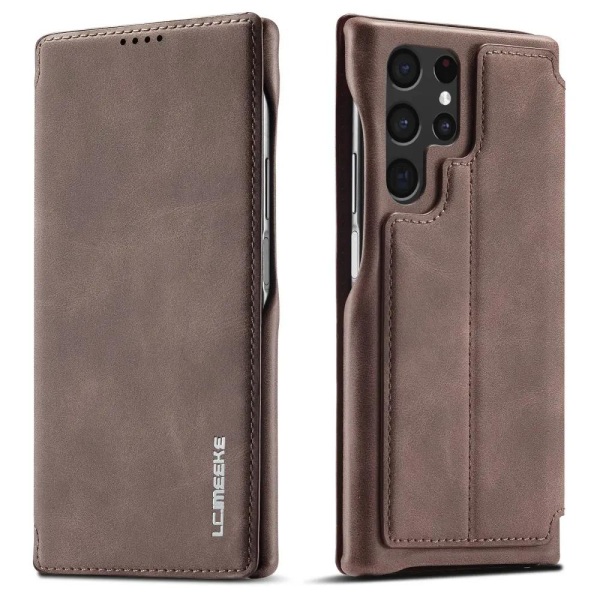 LC.IMEEKE Galaxy S22 Ultra Wallet Case - Kahvi