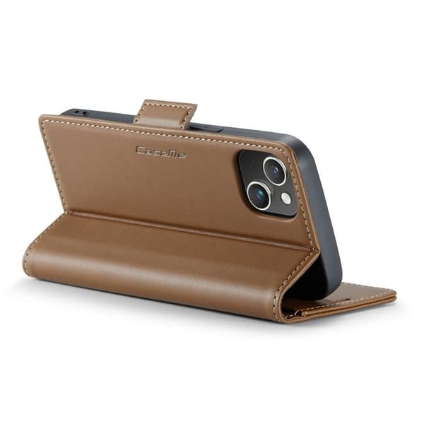 CASEME iPhone 14 Plånboksfodral Konstläder RFID-Skydd 3 Kortfack Brun