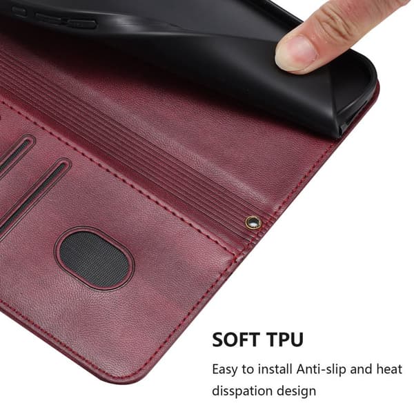 Plånboksfodral för Samsung Galaxy S26 Plus Konstläder Stativ - Vinröd
