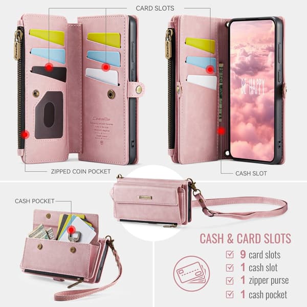 CaseMe Plånboksfodral för Samsung Galaxy S26 Ultra Konstläder RFID - Rosa
