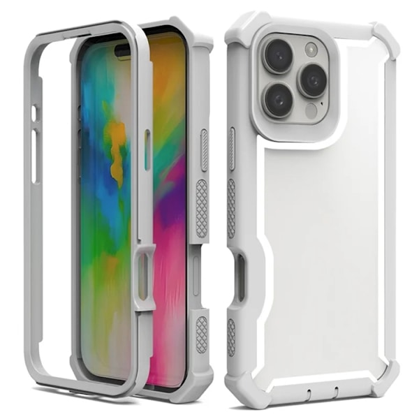 Mobilskal till iPhone 16 Pro TPU + PC Shockproof - Grå Grå