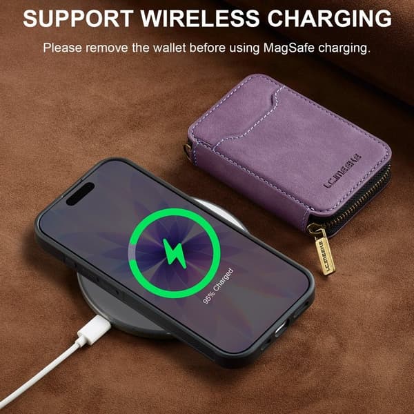 LC.IMEEKE L6 iPhone 16 Plus Plånboksfodral Konstläder - Lila