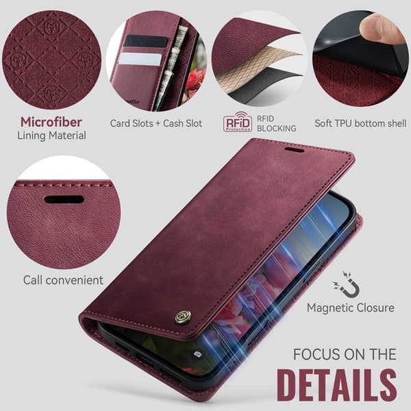 Caseme iPhone 17 Plånboksfodral RFID Blocking 033 Series - Röd Röd