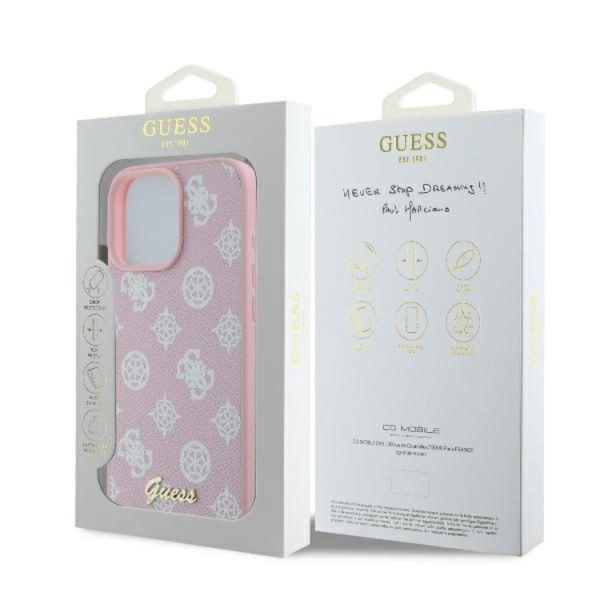 Guess Mobilskal till iPhone 16 Pro MagSafe Peony Script Logo - Rosa Rosa