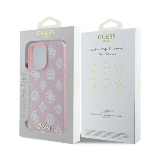 Guess Telefontaske til iPhone 16 Pro MagSafe Peony Script Logo - Lyserød Rosa