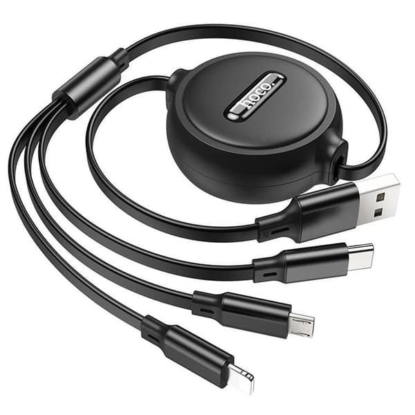 Hoco 3in1 USB-A till USB-C Lightning microUSB kabel X75 1m Svart