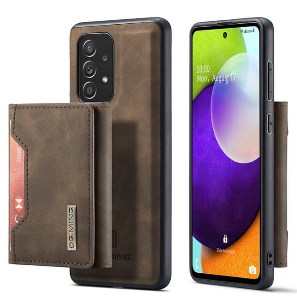DG.MING Konstläder Plånboksfodral för Samsung Galaxy A52s 5G - Brun