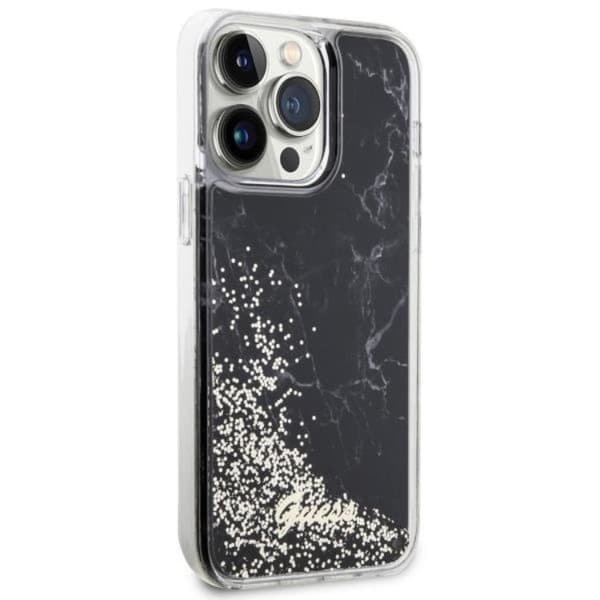 Guess Mobilskal till iPhone 14 Pro Liquid Glitter Marble - Svart Svart