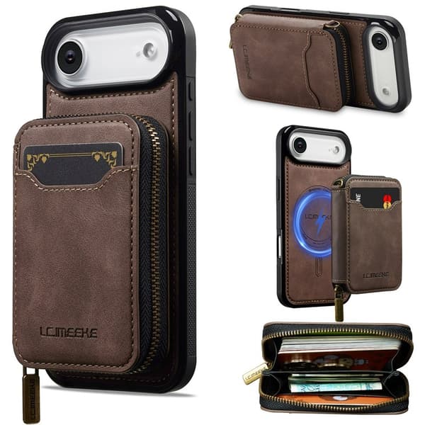 LC.IMEEKE L6 iPhone Air Plånboksfodral Magnetiskt - Konstläder - Brun