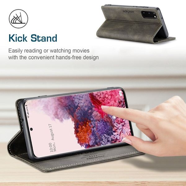 AUTSPACE A01 för Samsung Galaxy S20 Plånboksfodral Konstläder - Brun