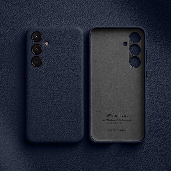 MELKCO Mobilskal till Samsung Galaxy S24 Äkta Läder + PC - Blå