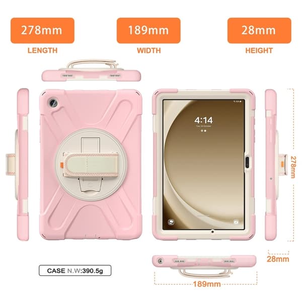 Mobilskal till Galaxy Tab A9 Plus Silikon Rotary Kickstand Rosa