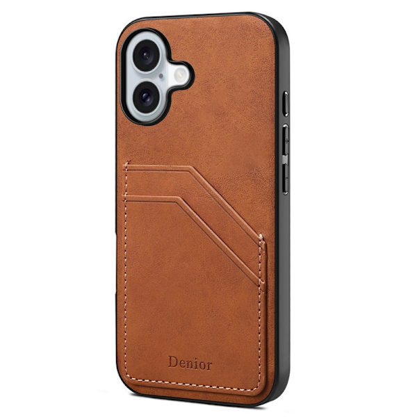 DENIOR Mobilskal till iPhone 16 Plus PU Läder + TPU + PC - Brun