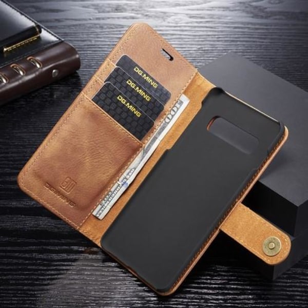 DG.MING Wallet Case 2-in-1 Split Samsung Galaxy S10 Plus -puhelimelle - Brown