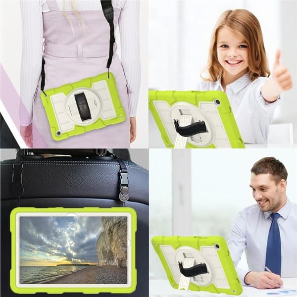 Mobilskal till Galaxy Tab A9 Plus Rotating Handrem Med Axelrem Grön