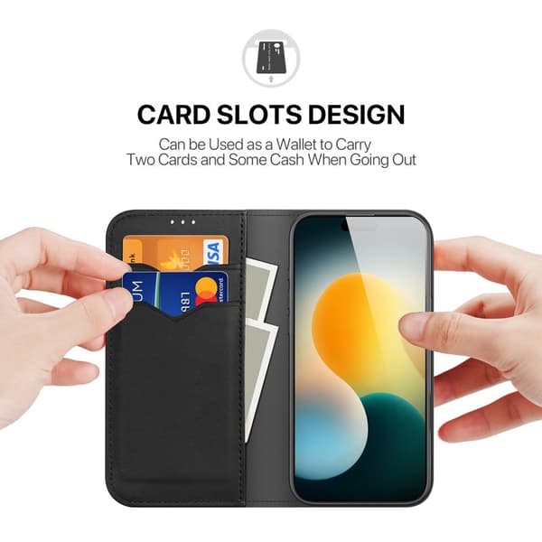 DUX DUCIS Hivo iPhone 17 Plånboksfodral Äkta läder - Svart Svart