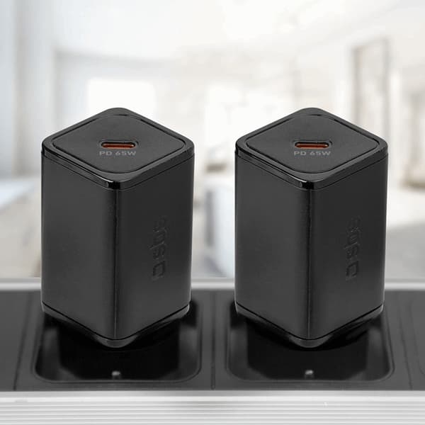 SBS Hurtigoplader 65W GaN Strømforsyning - Sort Svart