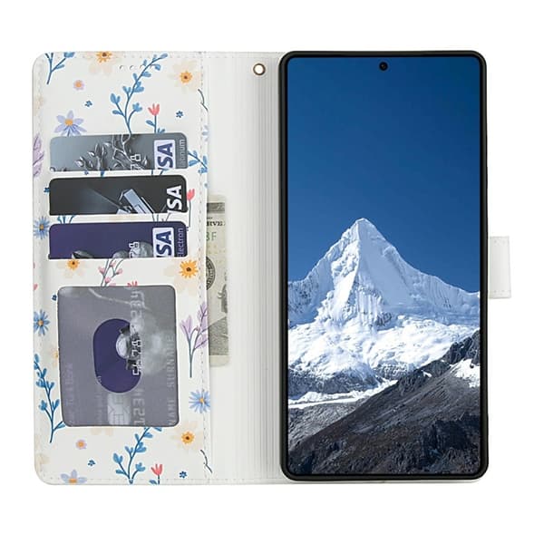 Galaxy S25 Ultra Plånboksfodral Rhombic Floral A2 Vit