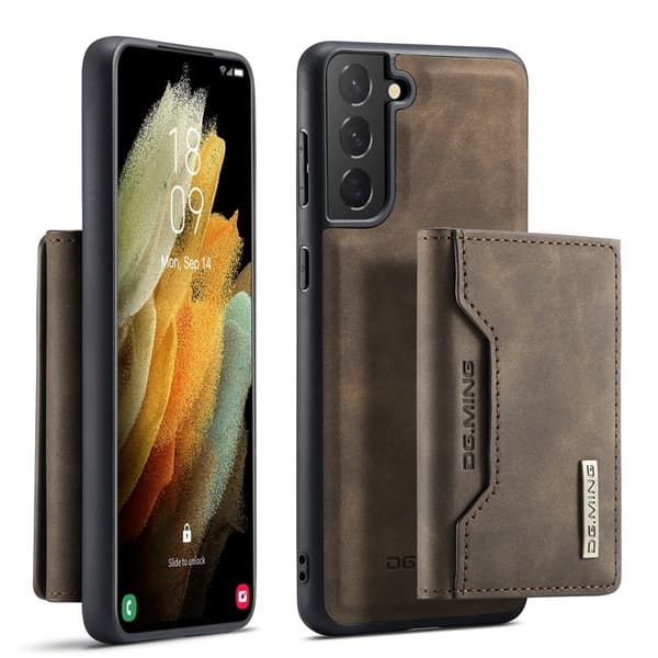 DG.MING M2 Magnetiskt Plånboksfodral med Ställ för Samsung Galaxy S21+ 5G Brun