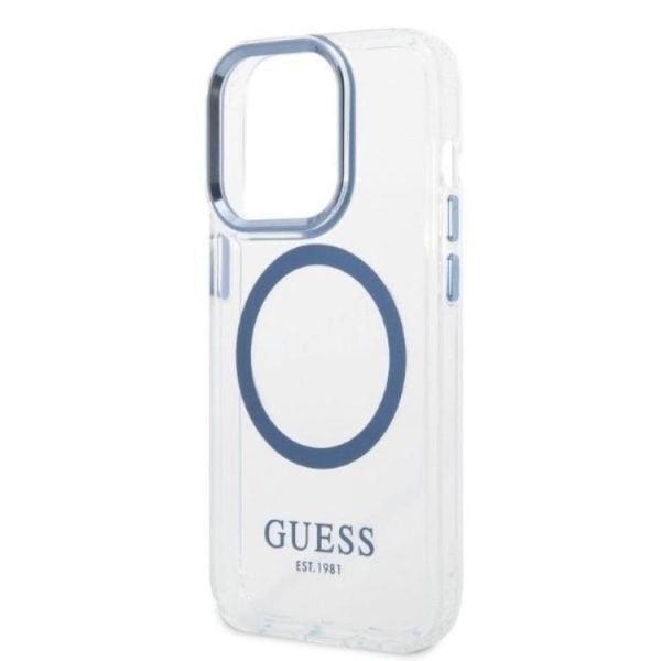 GUESS iPhone 14 Pro Skal Magsafe Metal Outline - Sininen