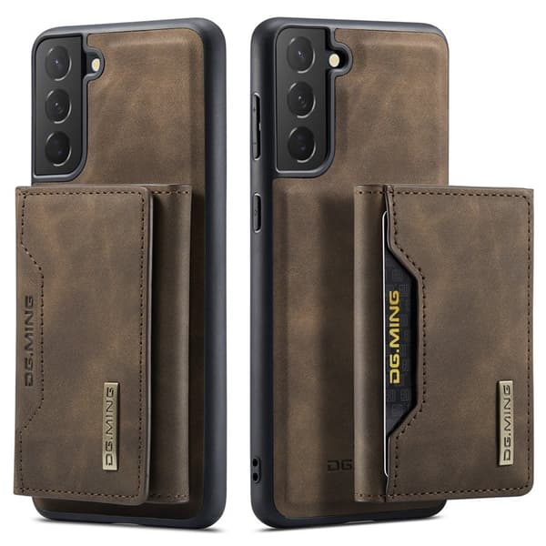 DG.MING Konstläder Plånboksfodral för Samsung Galaxy S22+ 5G - Brun