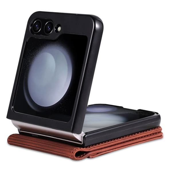 AZNS Samsung Galaxy Z Flip7 FE Plånboksfodral Konstläder - Brun