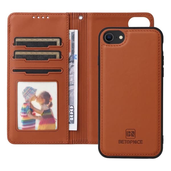BETOPNICE iPhone 6/6s/7/8/SE (2022) Plånboksfodral Konstläder - Brun