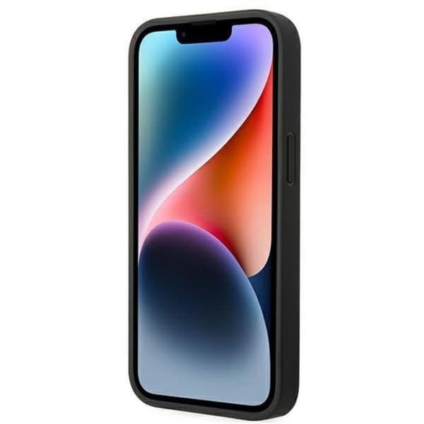 BMW iPhone 14 Plus -kotelo Nahka Stamp Tricolor - Musta Black