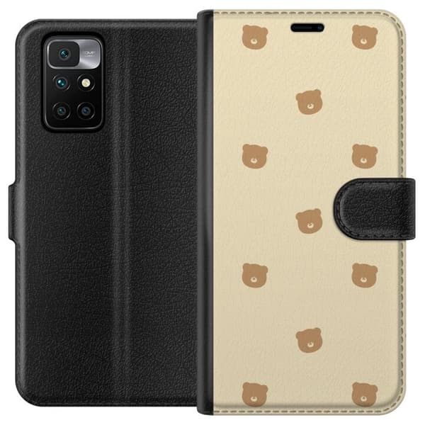 Plånboksfodral till Xiaomi Redmi 10 med Björnmönster