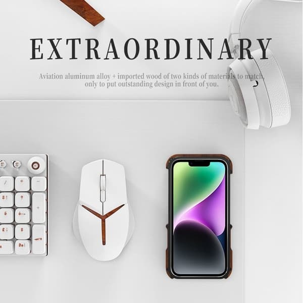 R-JUST Mobilskal till iPhone 14 Plus Shockproof Trä + Aluminium Legering Svart