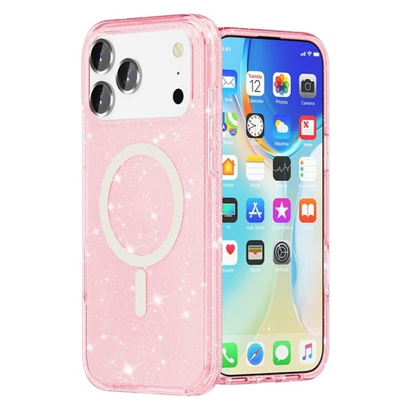 Mobilskal till iPhone 17 Pro MagSafe Puderglitter - Rosa Rosa